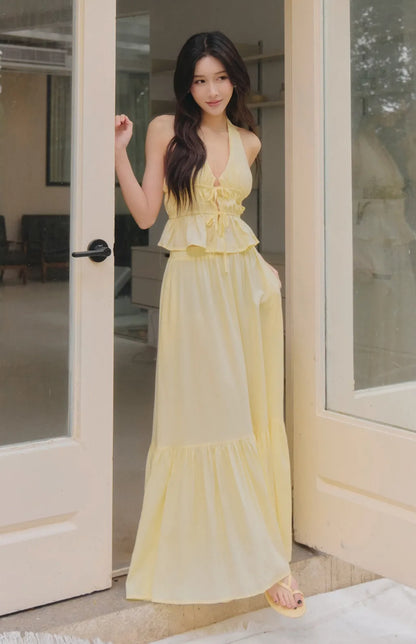 French Tiered Ruffle Flowy Maxi Skirt<br/>法式荷葉飄逸感長裙