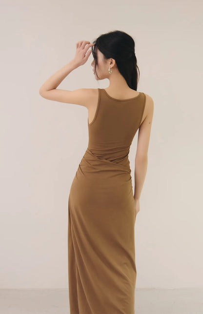 Square Neck Tie-Waist Faux-Layer Bra Dress<br/>方領綁帶假兩件Bra Dress
