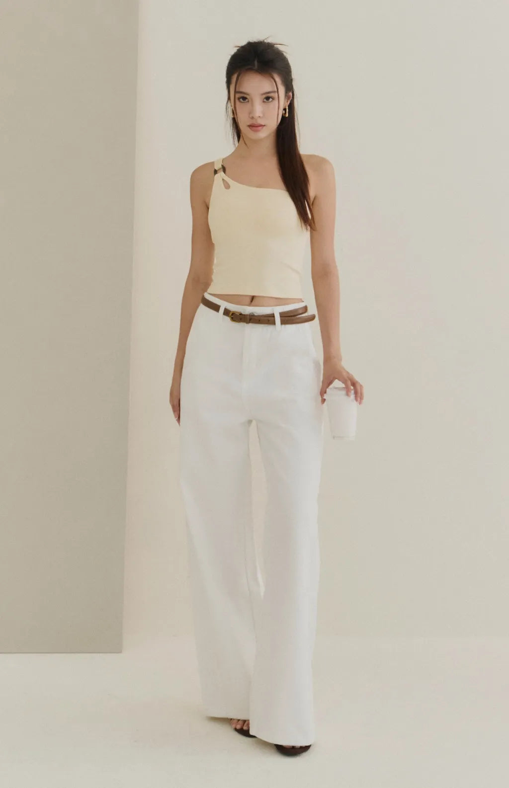 (預購) High-Waist Panelled Wide-Leg Jeans<br/>修身拼接剪裁軟牛仔寬褲