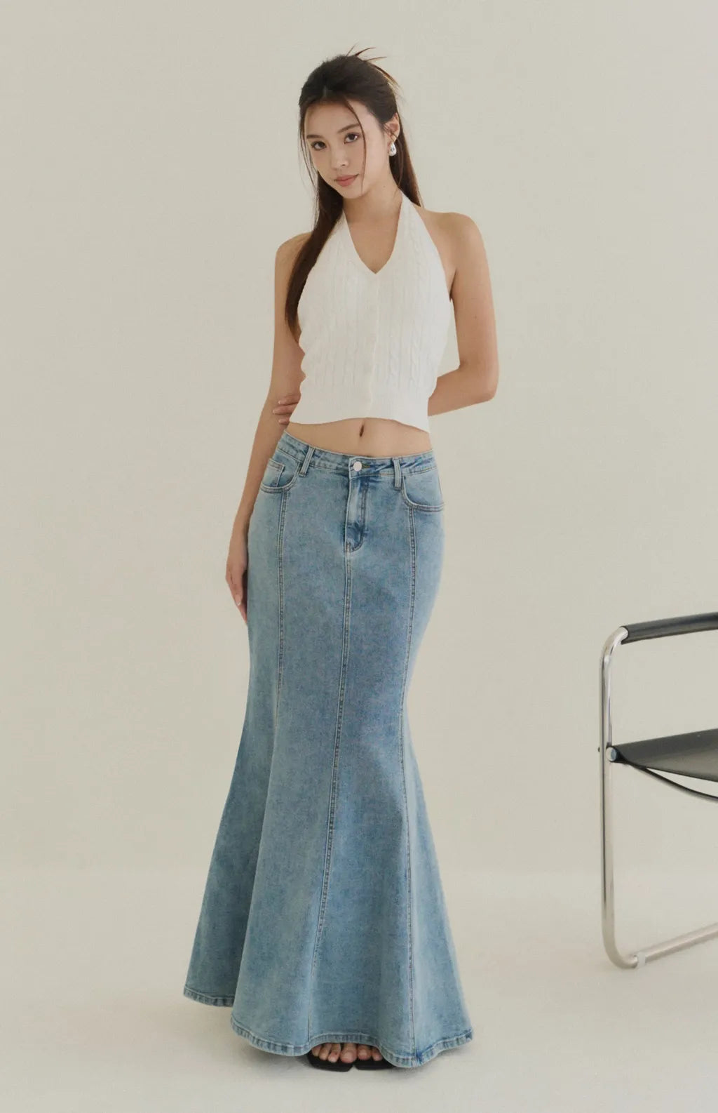 Denim Mermaid Maxi Skirt<br/>牛仔魚尾長裙