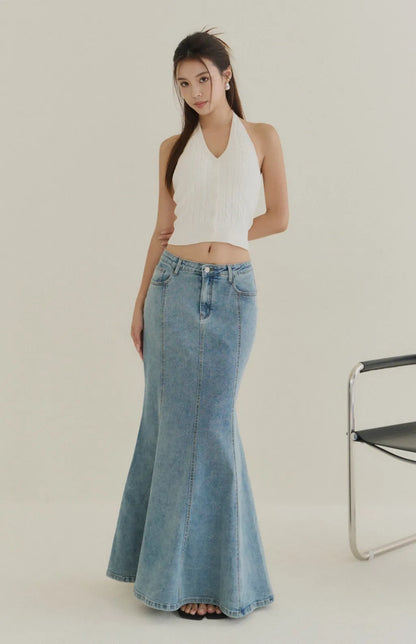 Denim Mermaid Maxi Skirt<br/>牛仔魚尾長裙