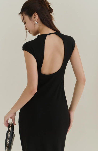 Minimal Open-Back Short-Sleeve Bra Dress<br/>極簡挖背短袖修身Bra Dress