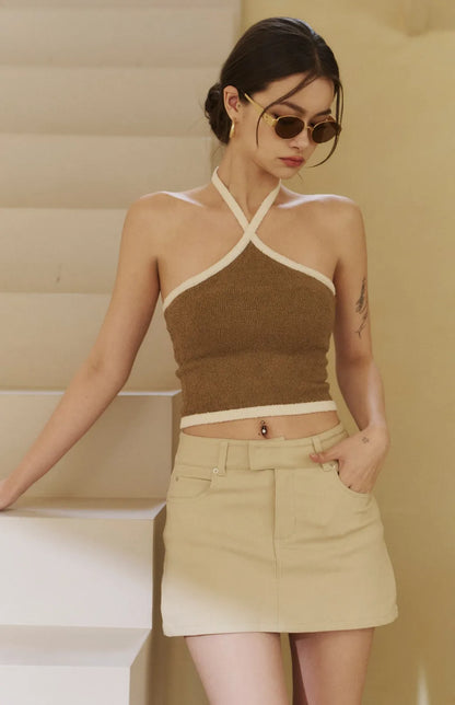Denim A-Line Mini Skort<br/>俐落牛仔Ａ字褲裙