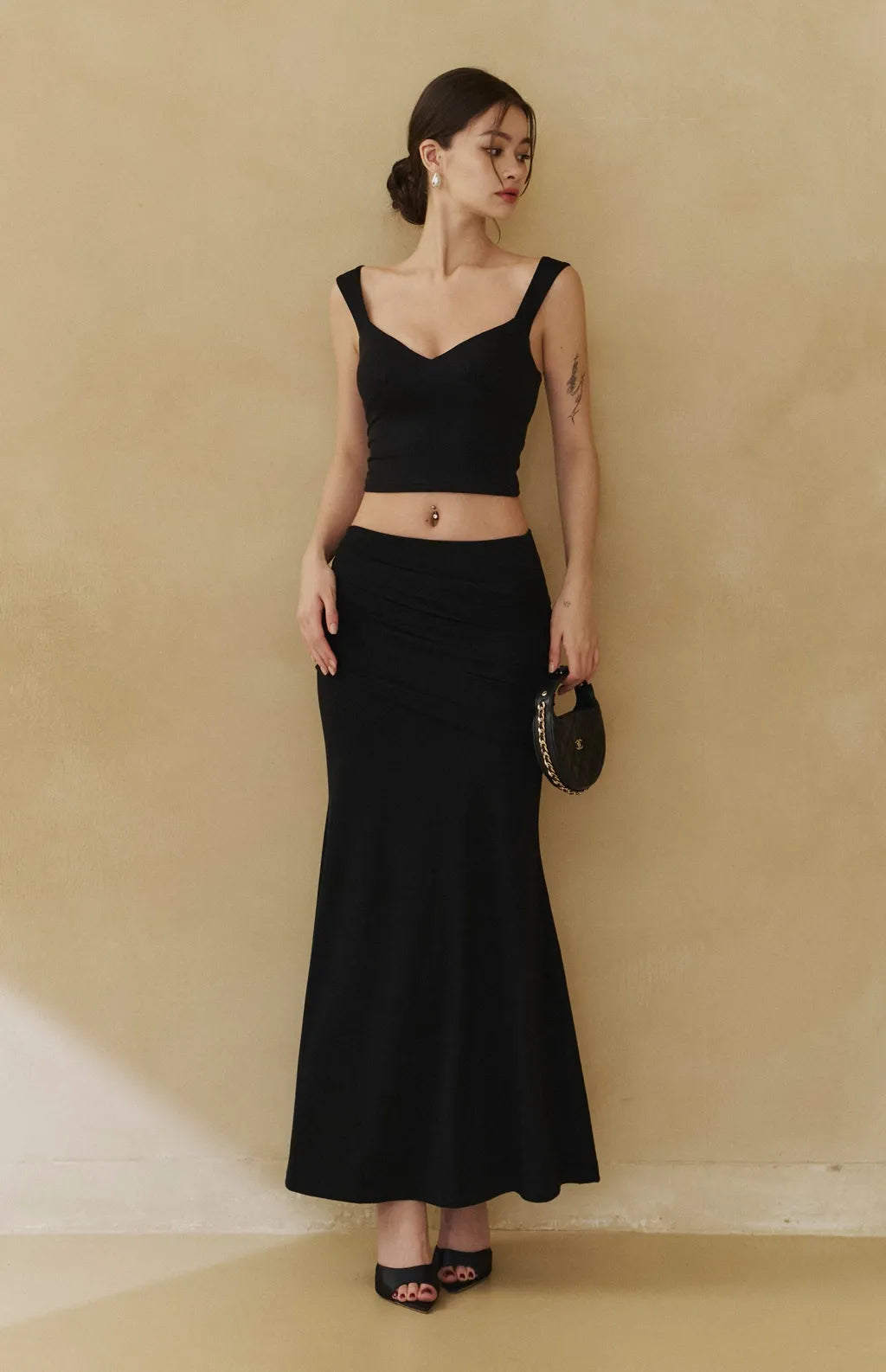 High Stretch Ruched Mermaid Maxi Skirt<br/>高彈垂墜抓皺魚尾裙