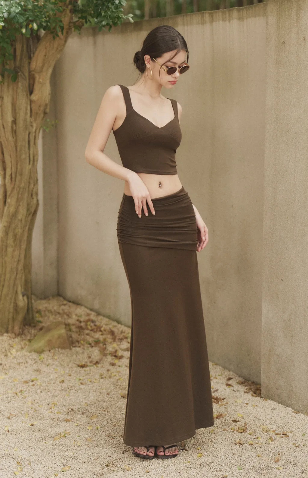 High Stretch Ruched Mermaid Maxi Skirt<br/>高彈垂墜抓皺魚尾裙