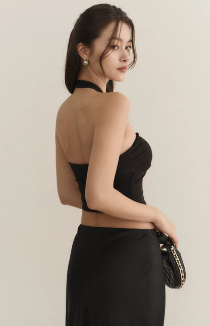 Halter Heart Shape Ruched Bra Top<br/>掛脖造型桃心抓皺Bra Top