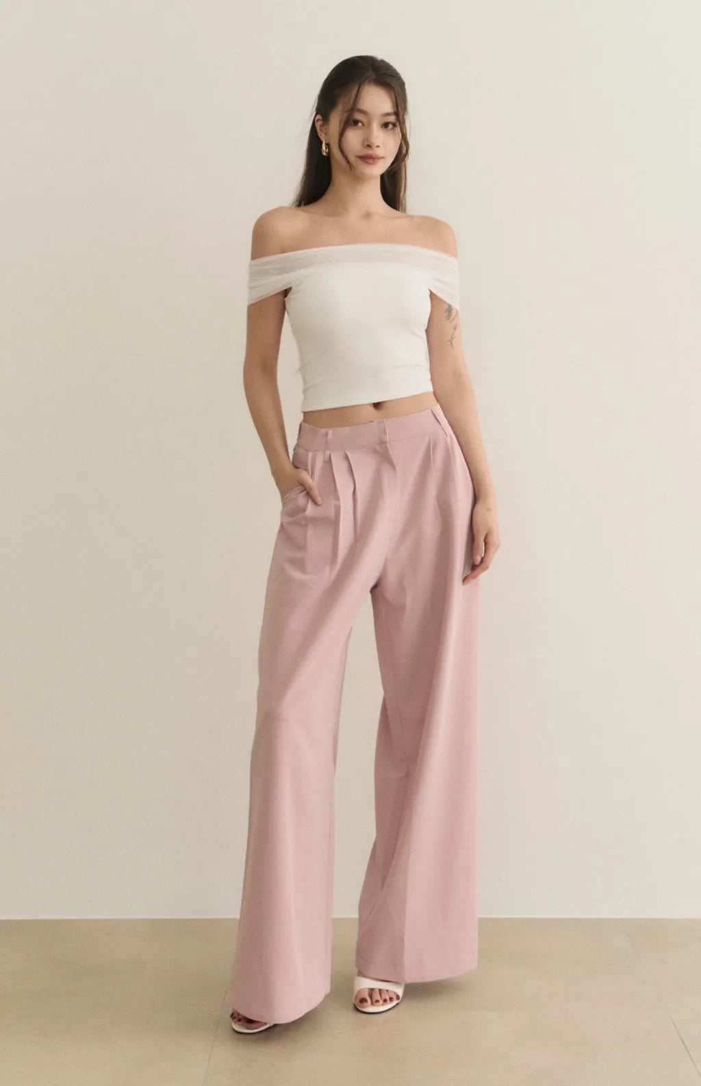 High-Waist Pleated Wide-Leg Suit Pants<br/>打褶寬版西裝褲