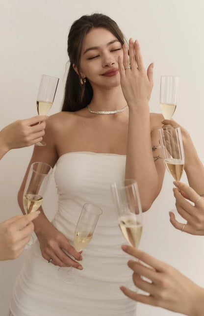 Strapless Ruched Sheer Overlay Bra Dress<br/>歐美平口抓皺收腰Bra Dress
