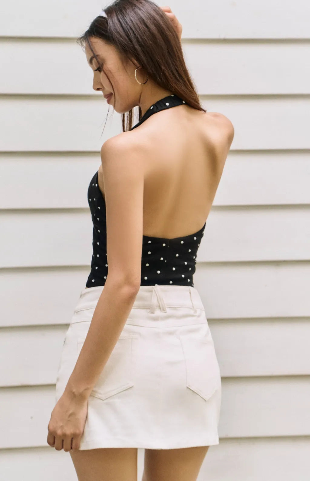 Polka Dot Halter V Neck Bra Top<br/>美式繞脖深V點點Bra Top