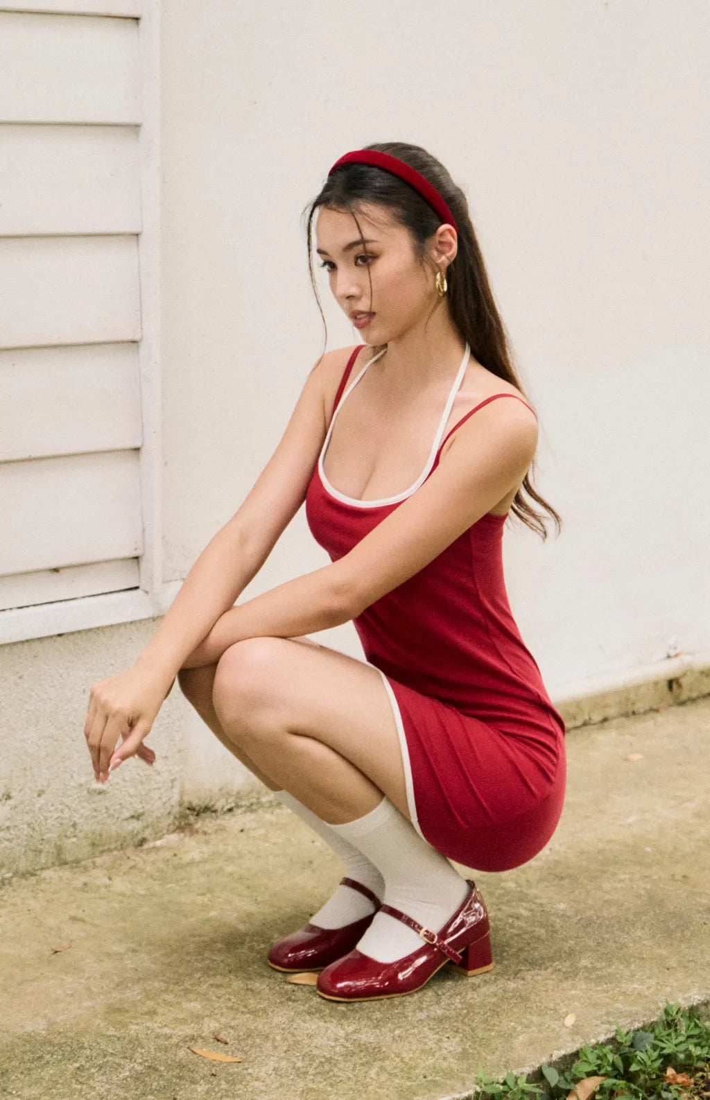 Contrast Trim Spaghetti Strap Bodycon Bra Dress<br/>美式辣妹撞色包臀Bra Dress