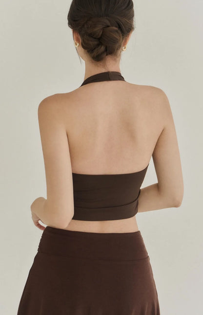 Halter Cross Front Ruched Bra Top<br/>美胸交叉V領抓皺Bra Top