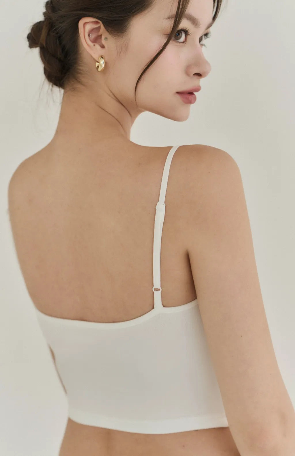 Sheer Mesh Ruched Plunge Bra Top<br/>V領網紗抓皺Bra Top