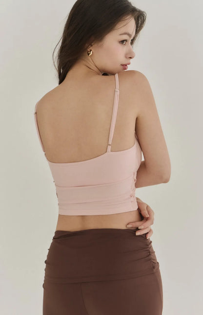 Sheer Mesh Ruched Plunge Bra Top<br/>V領網紗抓皺Bra Top