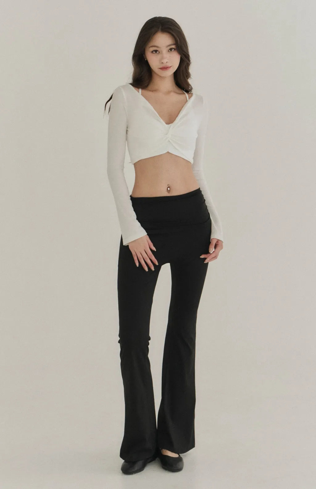 High-Waist Side Ruched Flare Pants<br/>寬腰側抓皺喇叭褲
