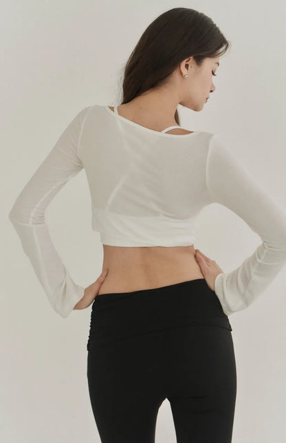 Lyocell Twist Front Lapel Shrug<br/>涼感萊塞爾紐結翻領罩衫