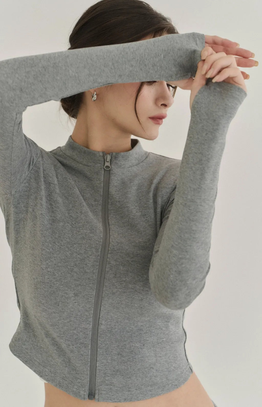 Modal Stand Collar Zip Crop Jacket<br/>莫代爾親柔感立領外套