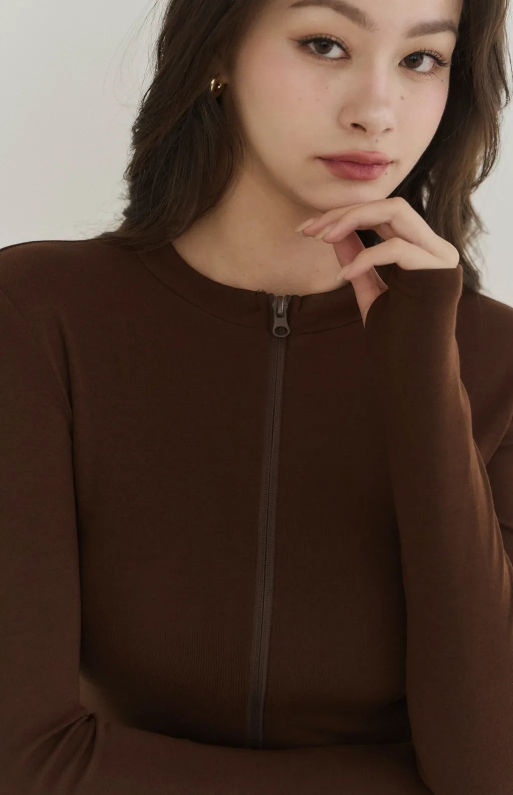 Modal Stand Collar Zip Crop Jacket<br/>莫代爾親柔感立領外套