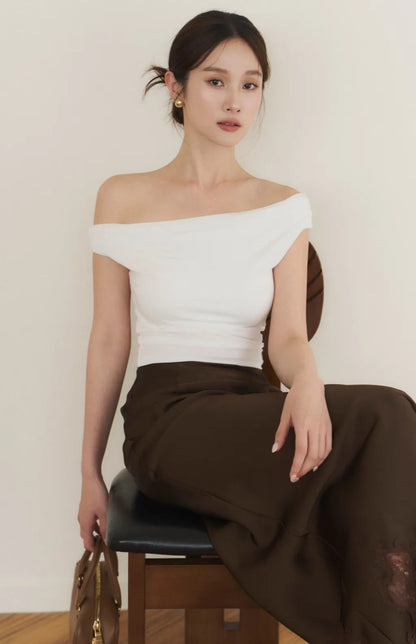 Lyocell Draped Boatneck Bra Top<br/>船型垂領萊塞爾Bra Top
