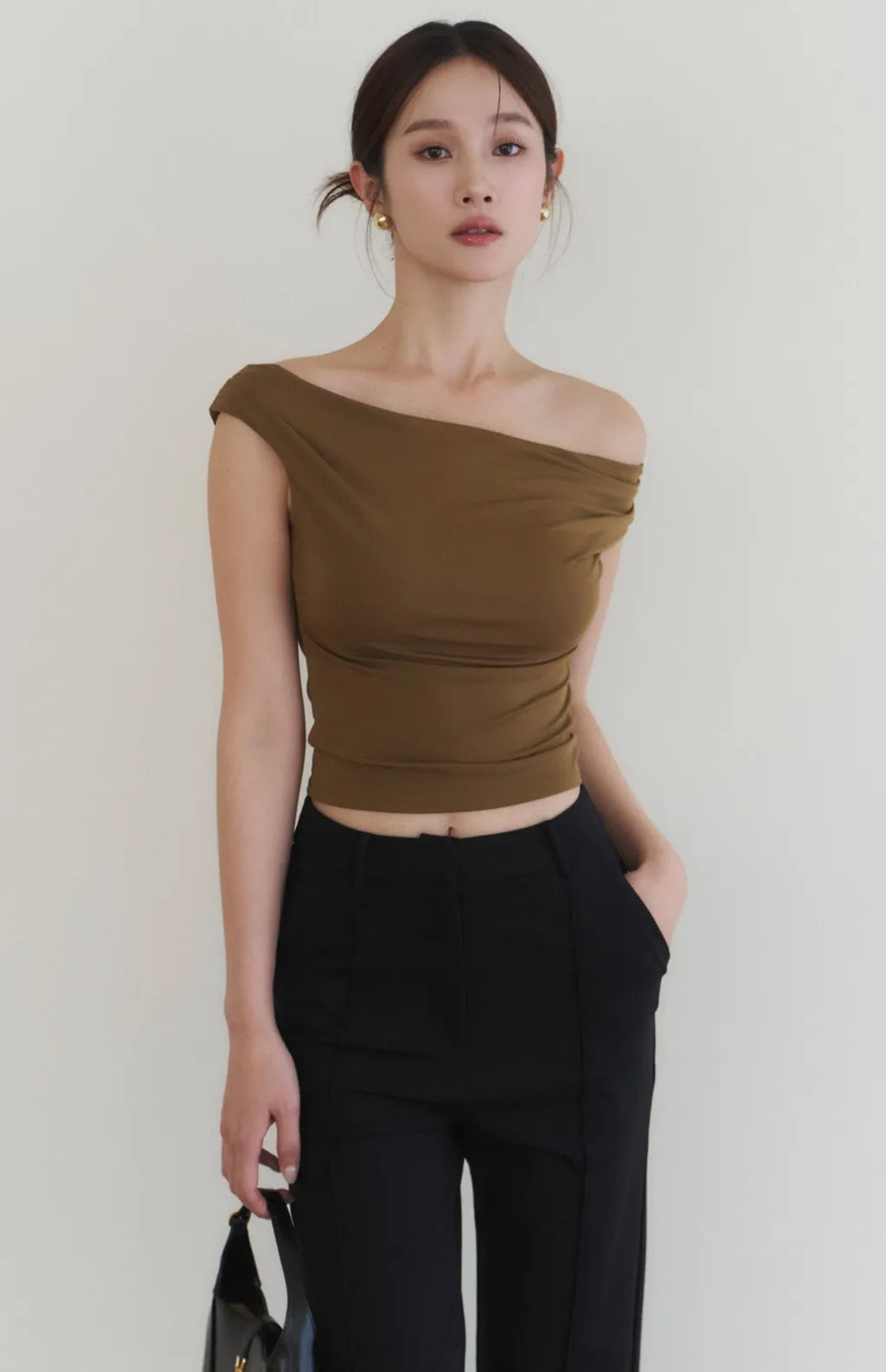 Lyocell Draped Boatneck Bra Top<br/>船型垂領萊塞爾Bra Top