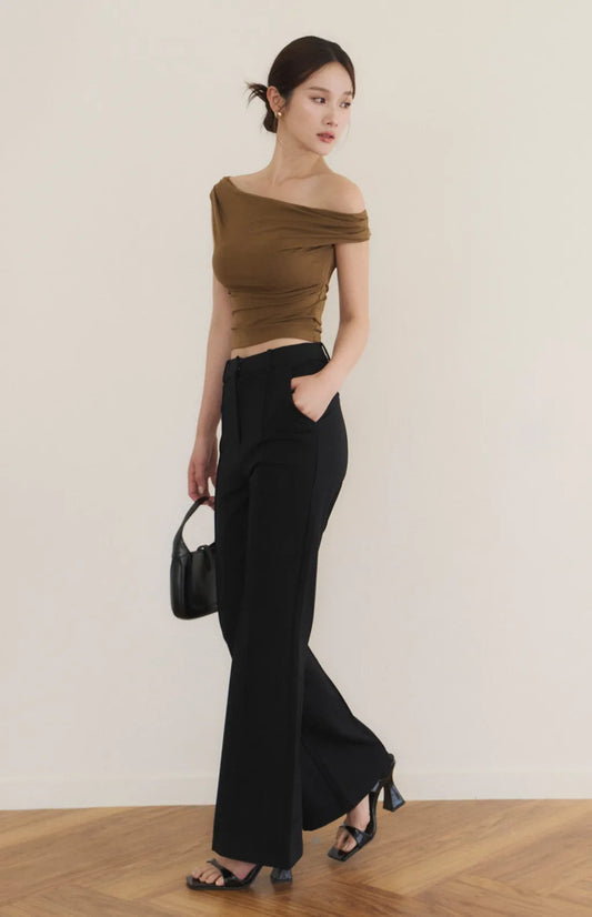Structured Pintuck Tailored Trousers<br/>挺版高彈壓線西裝褲