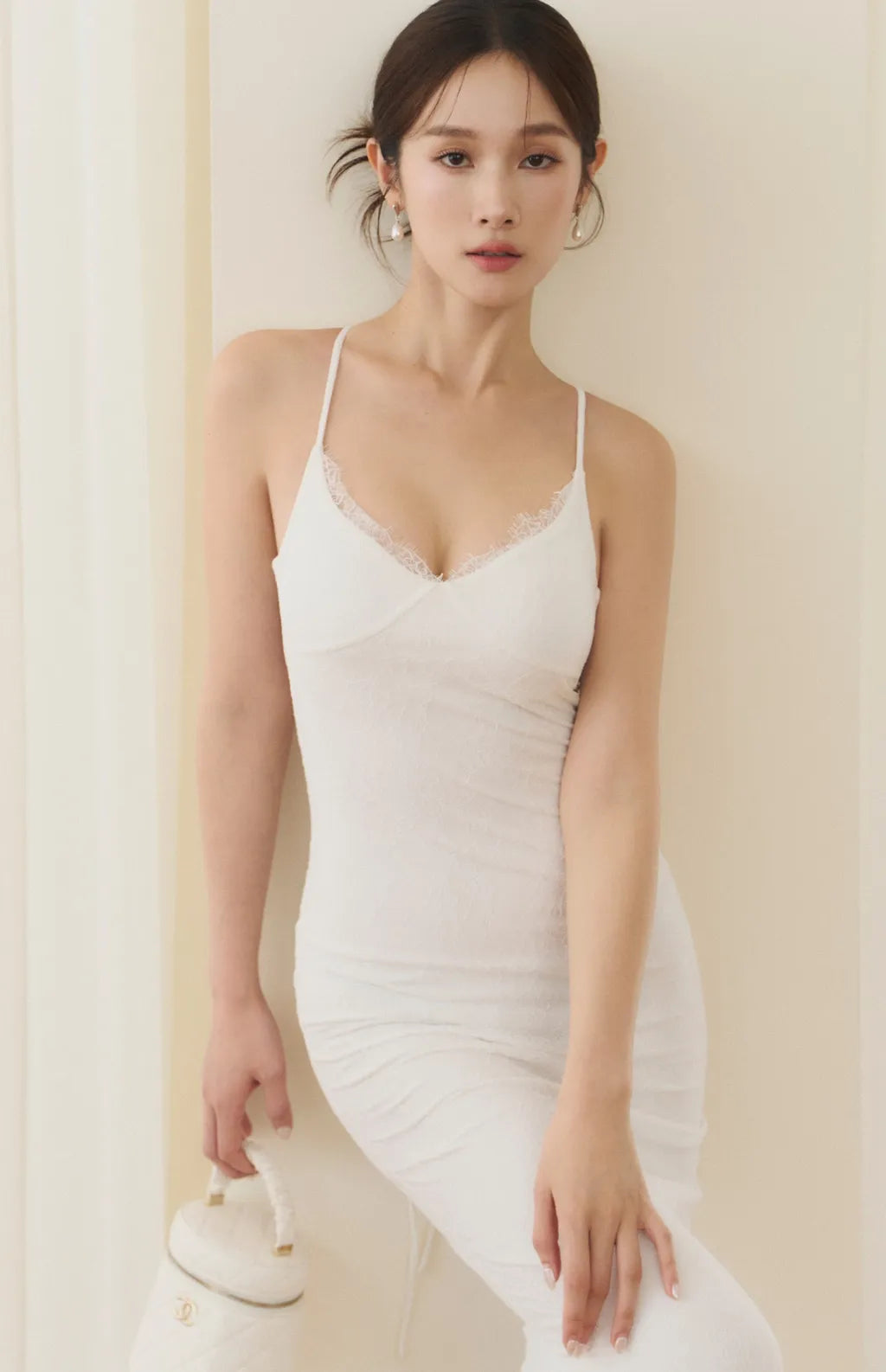 Lace V-Neck Tie-Back Maxi Bra Dress<br/>蕾絲V領美背綁帶Bra Dress