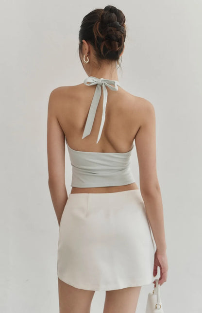 Ruched Plunge Tie-Halter Bra Top<br/>抓皺交叉V領綁帶Bra Top