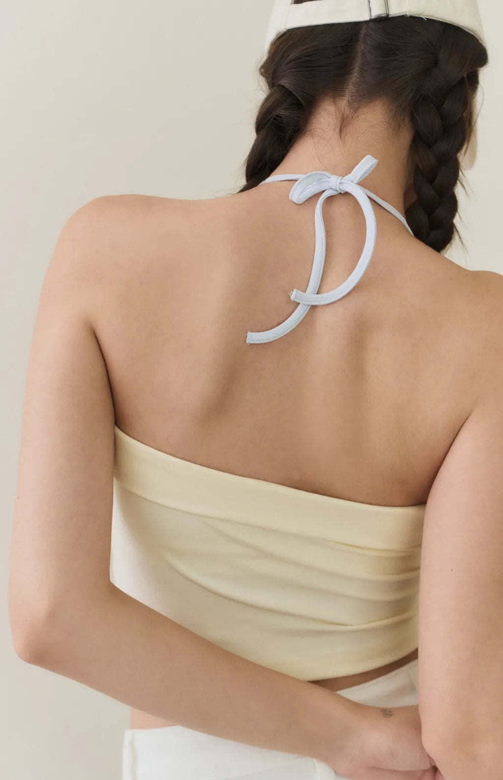 Layered Halter Tube Bra Top<br/>平口假兩件撞色莫代爾Bra Top