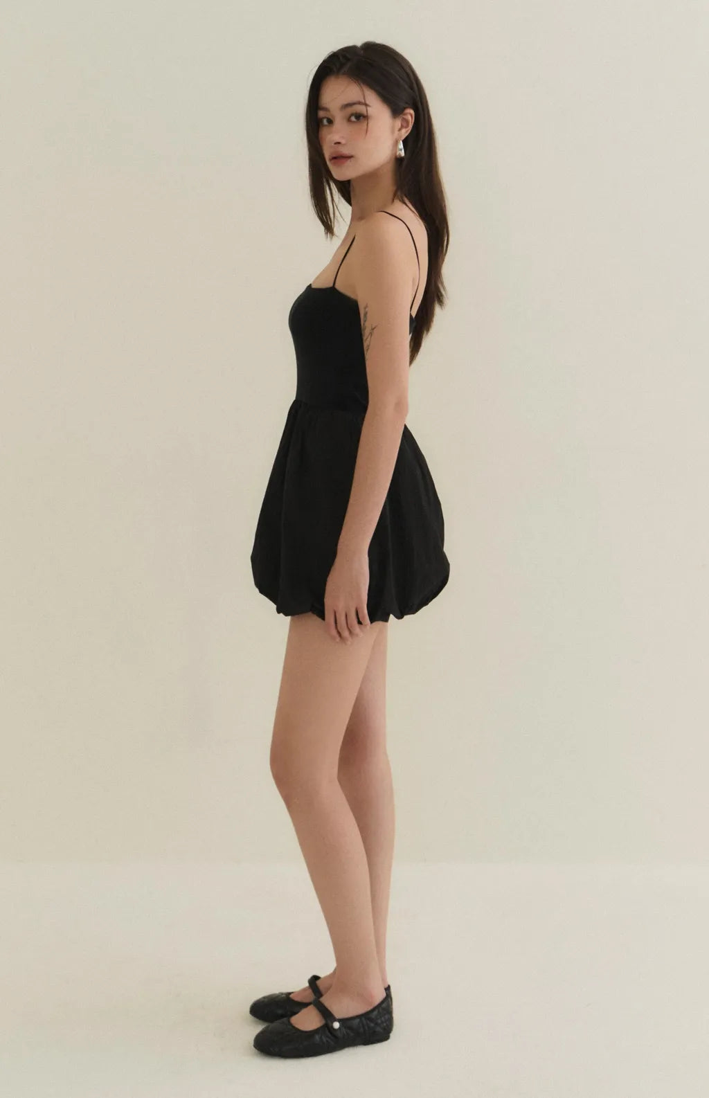 Bubble-Hem Mini Bra Dress<br/>美式平口細肩澎裙Bra Dress