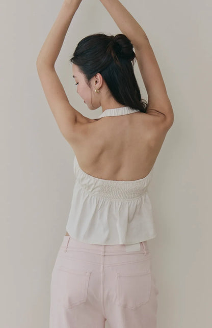 Halter V-Neck Babydoll Bra Top<br/>繞脖V領收腰傘擺Bra Top