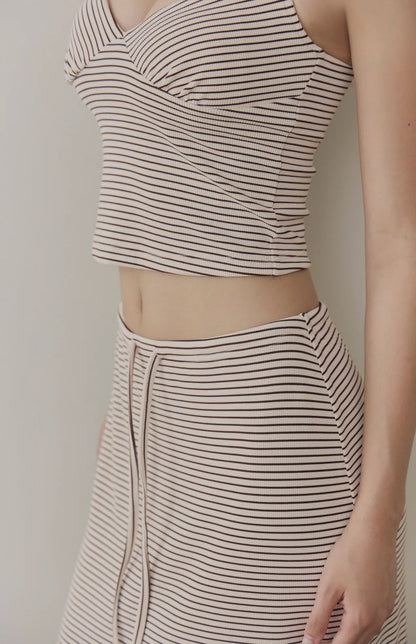 Striped Drawstring Mermaid Maxi Skirt<br/>條紋抽繩魚尾長裙