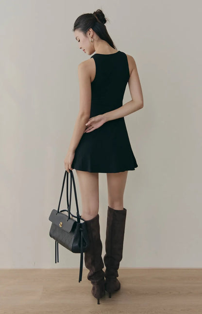 Knit Button-Front A-Line Bra Dress<br/>針織削肩可開釦A字Bra Dress