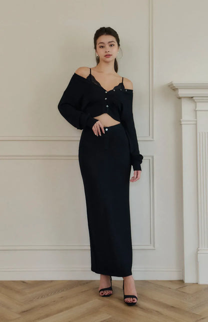 Mercerized Cotton Pencil Long Skirt <br/>絲光針織修身直筒長裙