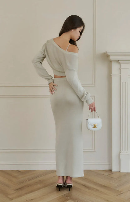 Mercerized Cotton Pencil Long Skirt <br/>絲光針織修身直筒長裙
