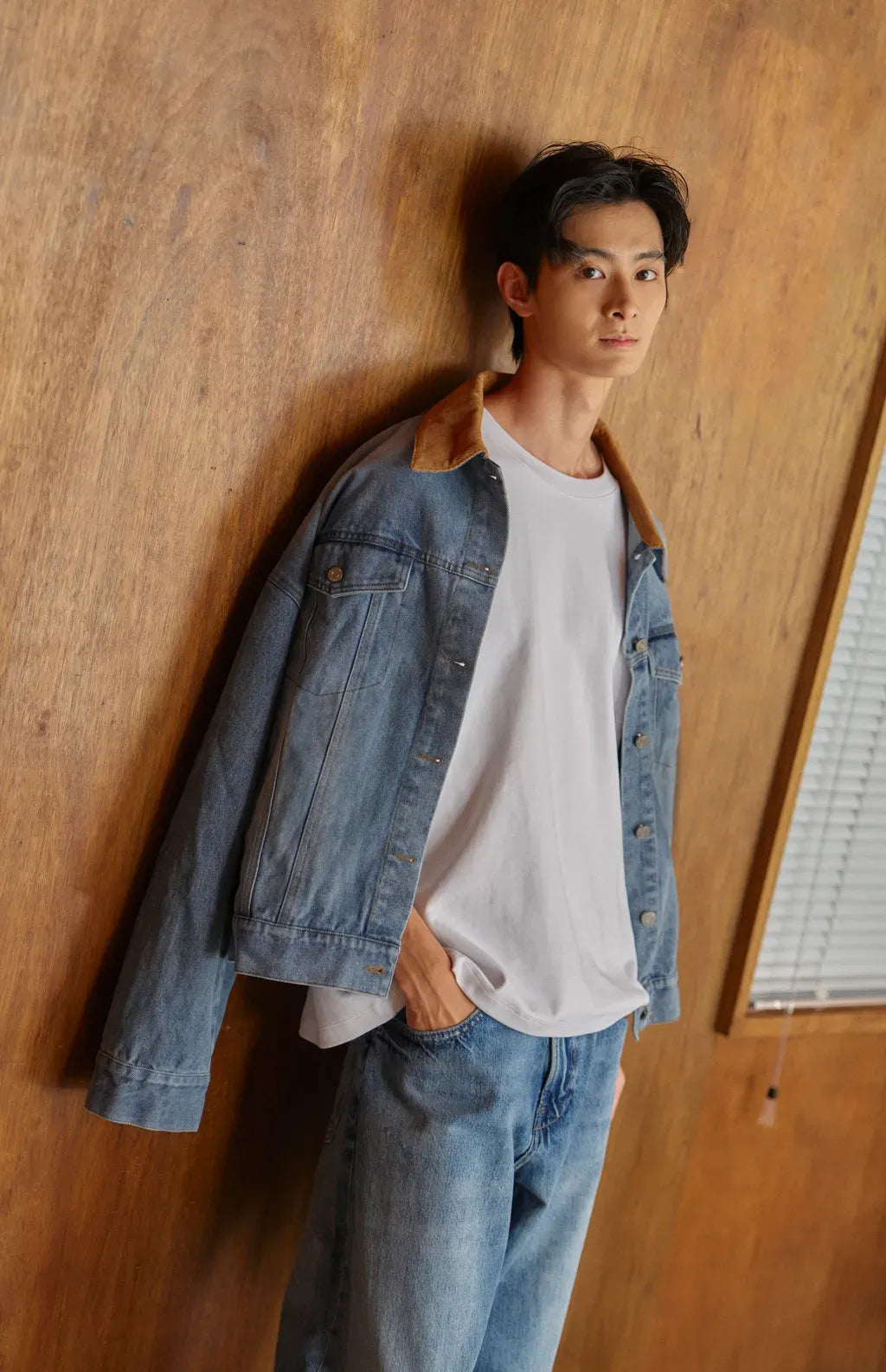 Lapel Patchwork Denim Jacket<br/>翻領拼接牛仔外套