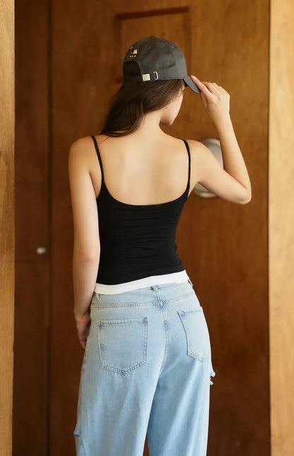 Slight V-Neck Two Piece Bra Top<br/>美式小V領假兩件Bra Top