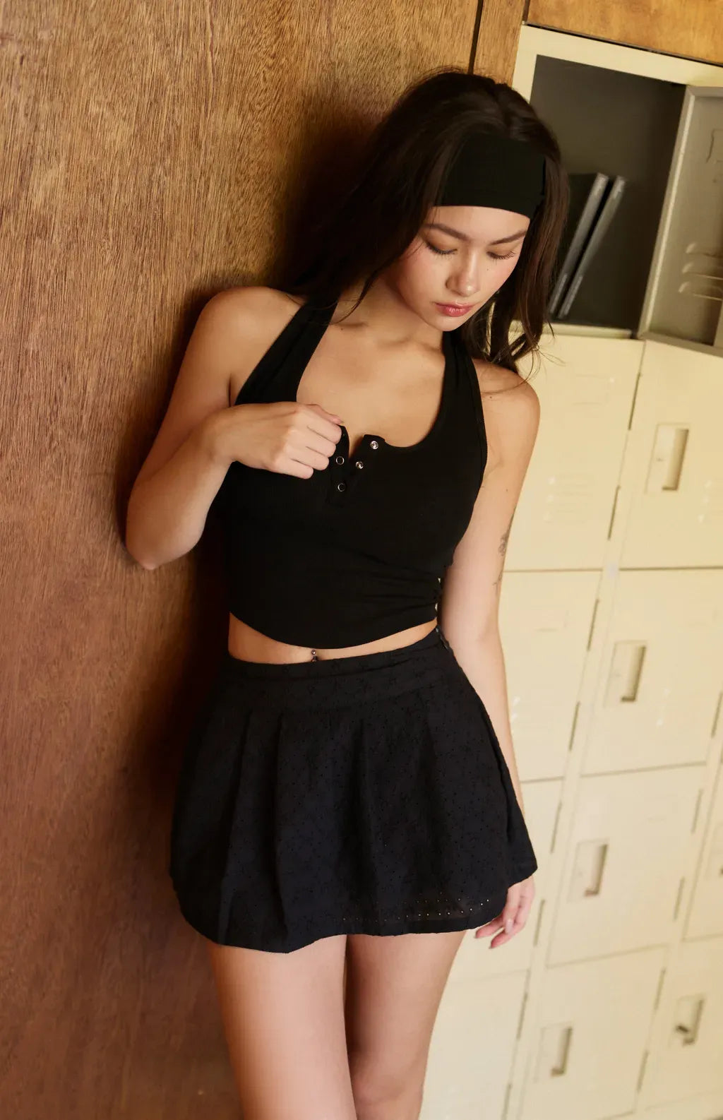 Front Button Halter Bra Top<br/>美式繞脖可開釦Bra Top