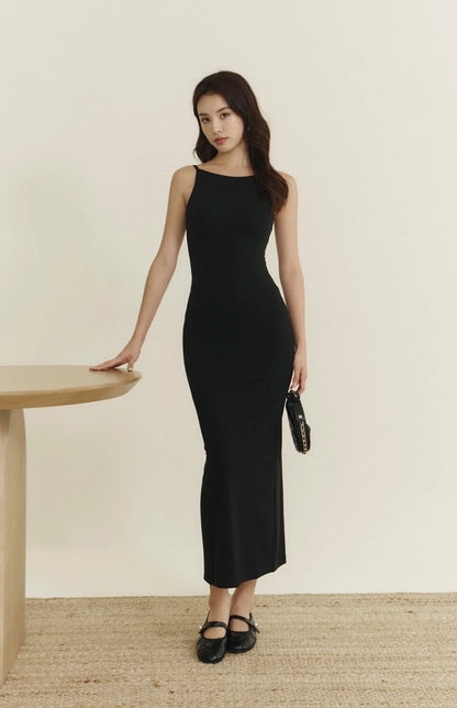 Boat Neck Maxi Bra Dress<br/>極簡船型領修身美背Bra Dress By Beigy - Milu