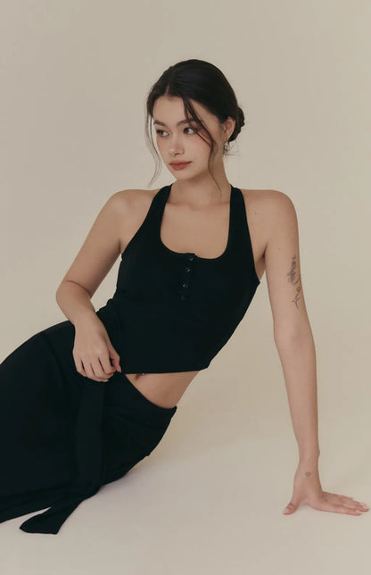 Cozy Wool-Blend Square Neck Button Bra Top<br/>羊毛暖絨方領開釦Bra Top