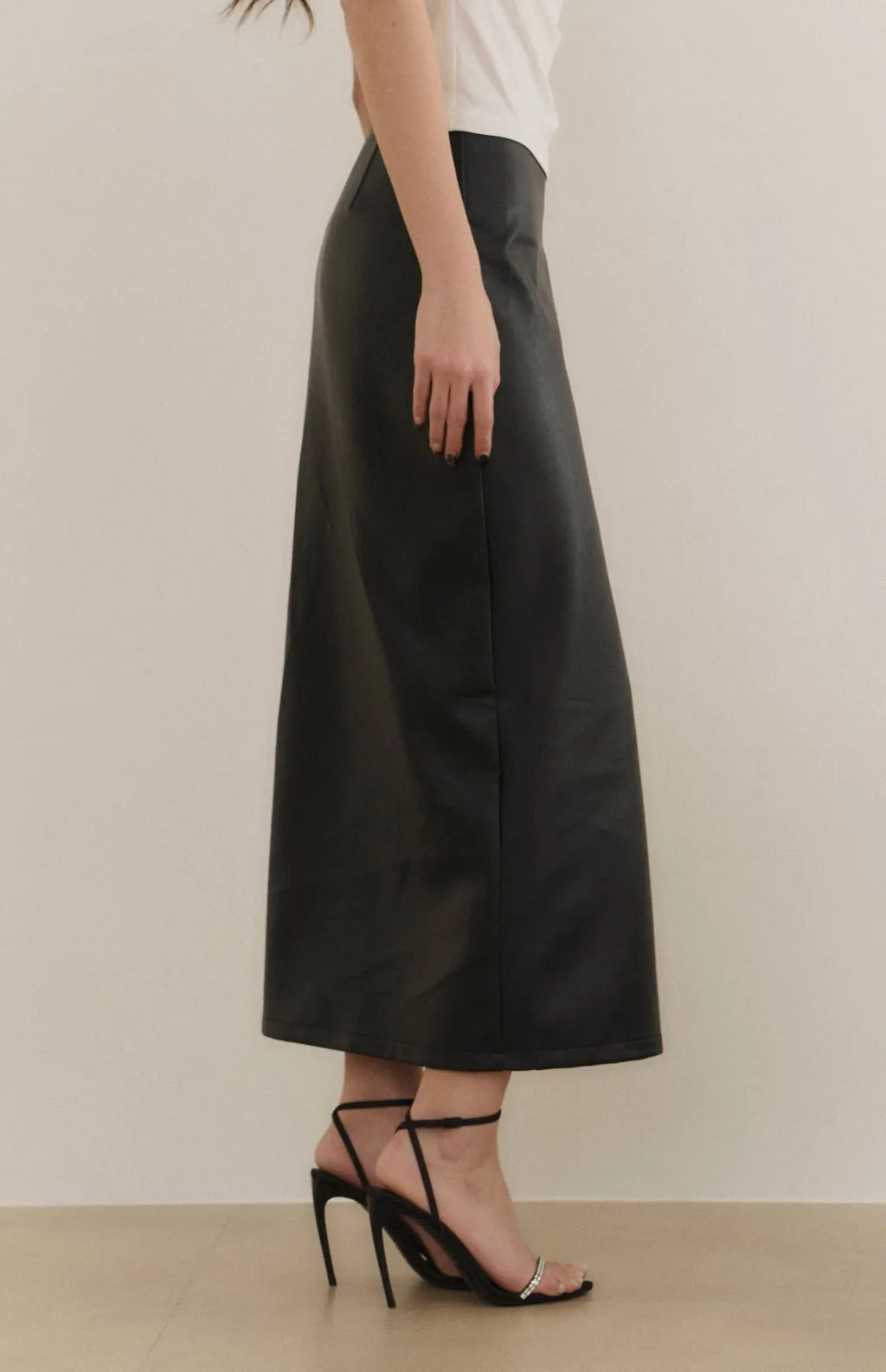(最後現貨) Leather Maxi Skirt With Side Metal Zipper<br/>金屬側拉鍊皮革長裙