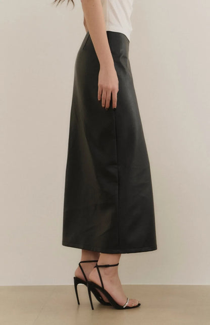 (最後現貨) Leather Maxi Skirt With Side Metal Zipper<br/>金屬側拉鍊皮革長裙