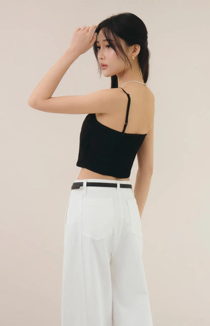 (現貨) High-Waist Panelled Wide-Leg Jeans<br/>修身拼接剪裁軟牛仔寬褲 -【XS、L】