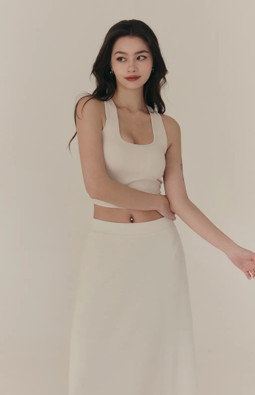 Cloud Stretch A-Line Maxi Skirt<br/>雲感太空棉彈力傘擺長裙