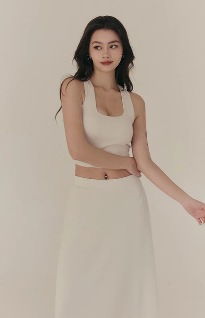 Cloud Stretch A-Line Maxi Skirt<br/>雲感太空棉彈力傘擺長裙