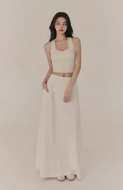 Square Neck Contrast Curved Open-Back Bra Top<br/>方領撞色弧線挖背Bra Top