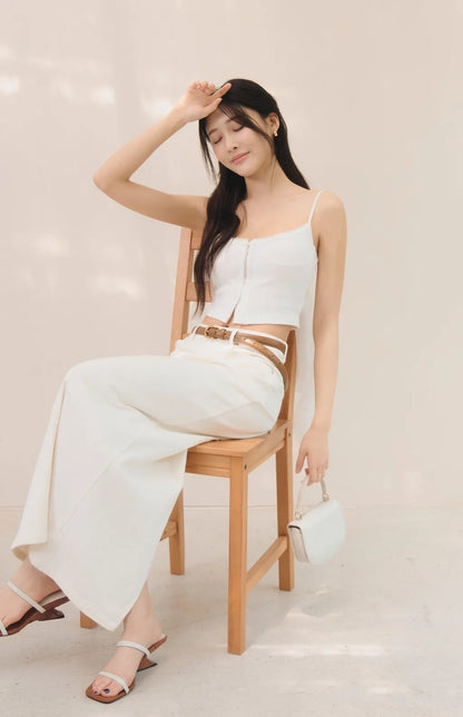 Lace Trim Hook-Front Knit Corset<br/>針織蕾絲勾釦馬甲Bra Top