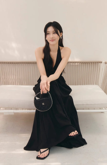 French Ruffle Halter V-Neck Peplum Bra Top<br/>法式荷葉V領繞脖Bra Top
