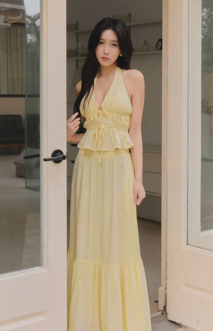 French Tiered Ruffle Flowy Maxi Skirt<br/>法式荷葉飄逸感長裙