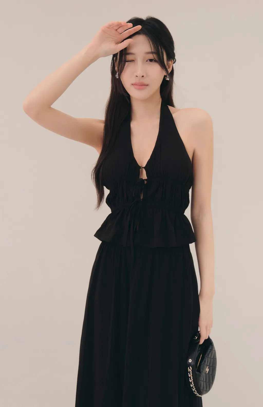 French Tiered Ruffle Flowy Maxi Skirt<br/>法式荷葉飄逸感長裙