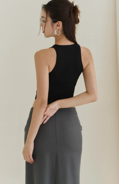 Front-Slit Tailored Maxi Skirt<br/>率性開衩西裝長裙