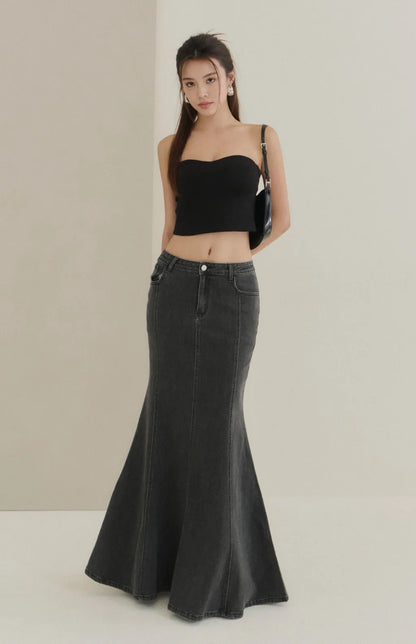 Denim Mermaid Maxi Skirt<br/>牛仔魚尾長裙